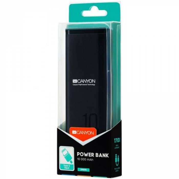 Baterie Portabila Canyon CNE-CPB010B, 10000mAh, 1x USB, Black