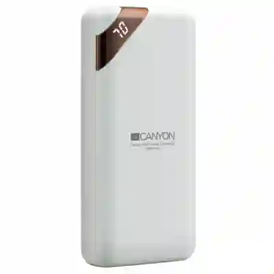 Baterie portabila Canyon Compact, 20000mAh, 2x USB, White