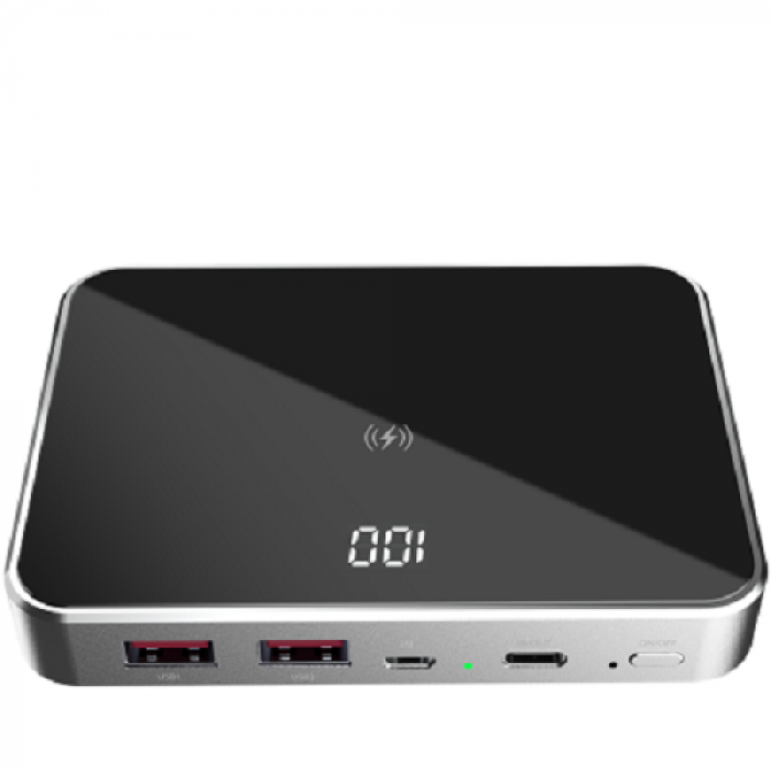 Baterie portabila Prestigio Graphene PD, 10000mAh, 2x USB, 1x USB-C, Black
