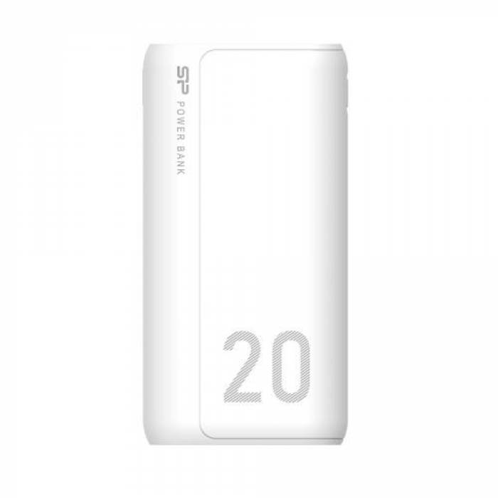 Baterie portabila Silicon Power GS15, 20000mAh, 2x USB 2.0, 1x microUSB, 1x USB-C, White