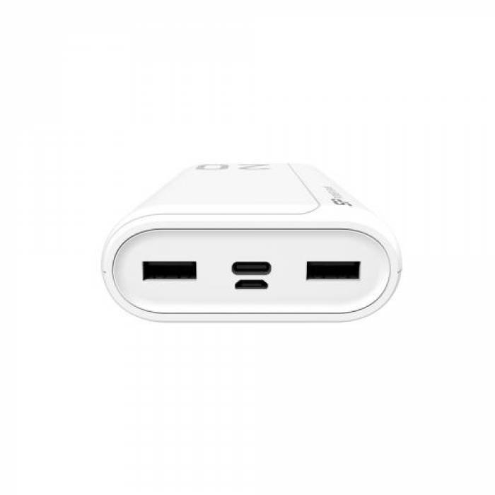 Baterie portabila Silicon Power GS15, 20000mAh, 2x USB 2.0, 1x microUSB, 1x USB-C, White