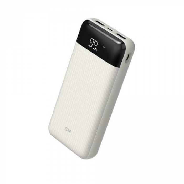 Baterie portabila Silicon Power GS28, 20000mAh, 2x USB 2.0, 1x microUSB, 1x USB-C, White