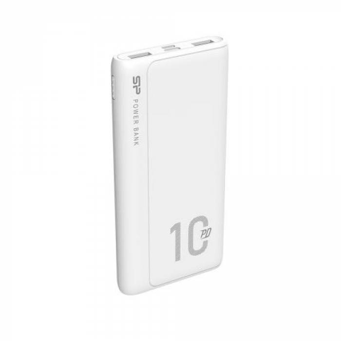Baterie portabila Silicon Power QP15, 10000mAh, 2x USB, 1x USB-C, 1x microUSB, White