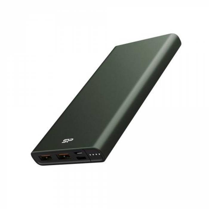 Baterie Portabila Silicon Power QP60, 10000mAH, 2x USB, 1x USB-C, Deep Green