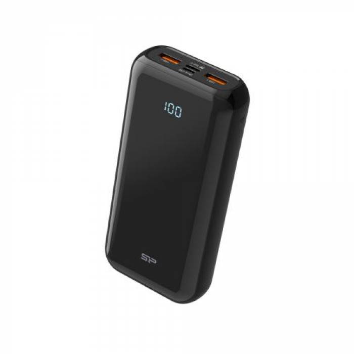 Baterie portabila Silicon Power QS28, 20000mAh, 1x USB, 1x microUSB, 1x USB-C, Black
