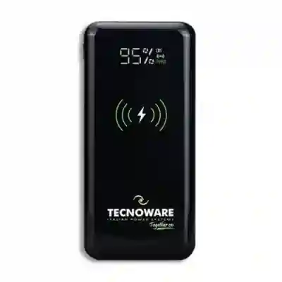 Baterie portabila Tecnoware Wireless, 10000mAh, 2x USB, Black