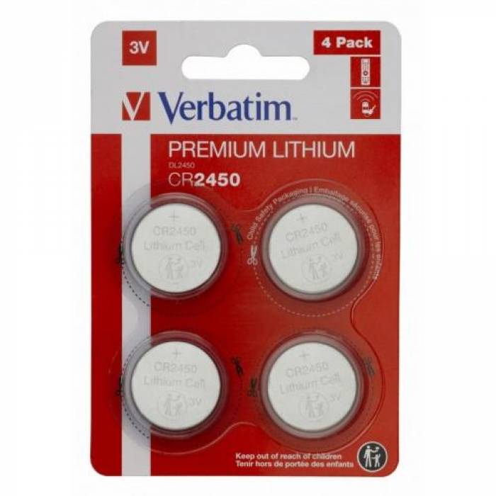 Baterii Verbatim CR2450, 3V, 4buc