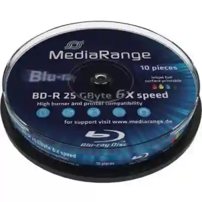 BD-R MediaRange MR500 6x, 25GB, 10buc, Cake