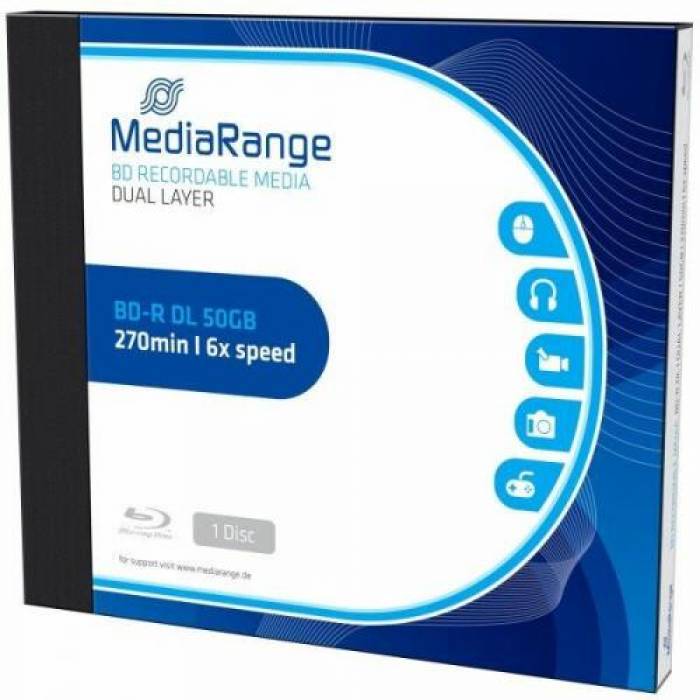 BD-R MediaRange MR506 6x, 50GB, 1buc, Single jewelcase