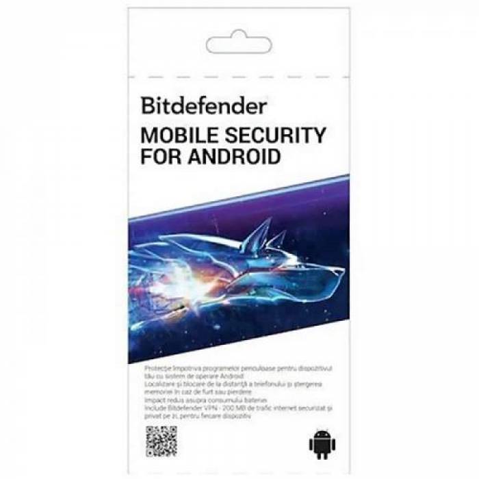 Bitdefender Mobile Security 2021 for Android, 1user/1year, scratch card, Base Retail