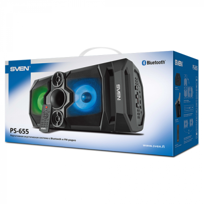 Boxa portabila SVEN PS-655, Bluetooth, Black