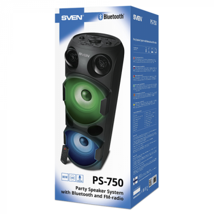 Boxa portabila SVEN PS-750, Bluetooth, Black