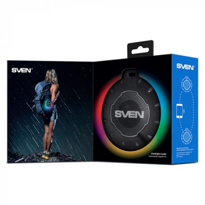 Boxa portabila SVEN PS-95 RGB, Bluetooth, Black