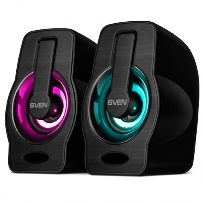 Boxe 2.0 SVEN 255 RGB, 6W, Black