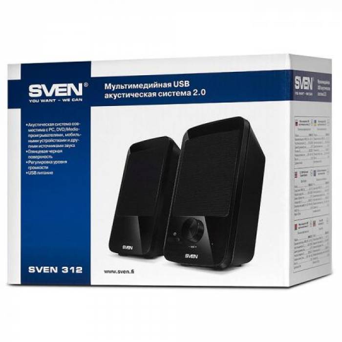 Boxe 2.0 SVEN 312, 4W, Black