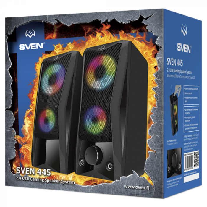 Boxe 2.0 SVEN 445 RGB, 6W, Black