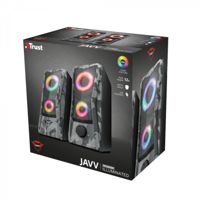 Boxe Trust 606 JAVV 2.0, RGB LED, Camouflage