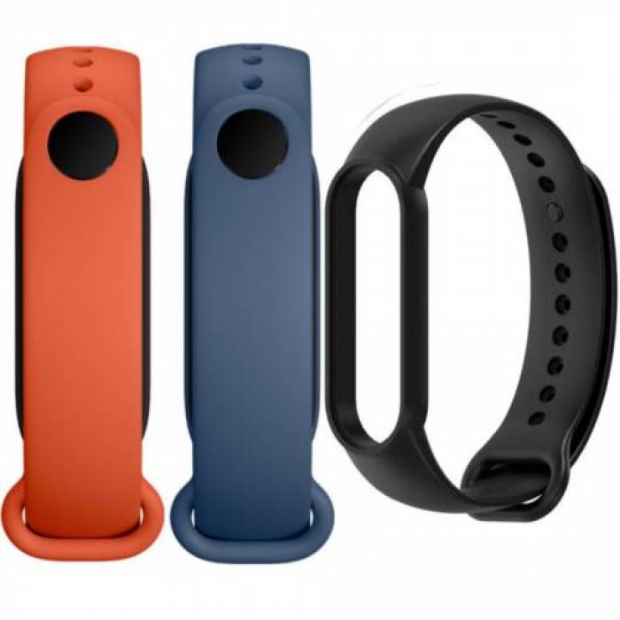 Bratara Xiaomi Mi Smart Band 6, Black/Orange/Blue - 3 bucati