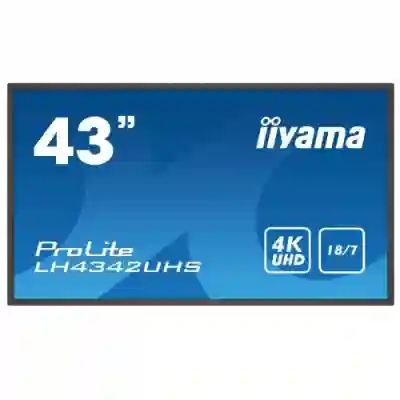 Business TV Iiyama ProLite Seria LH4342UHS-B3, 43inch, 3840x2160pixeli, Black