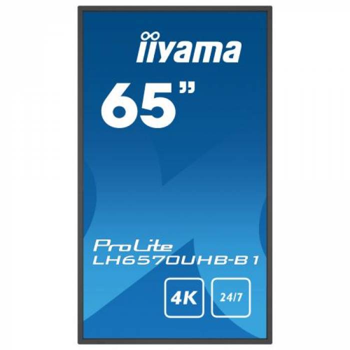 Business TV Iiyama Seria ProLite LH6570UHB-B1, 65inch, 3840x2160pixeli, Black