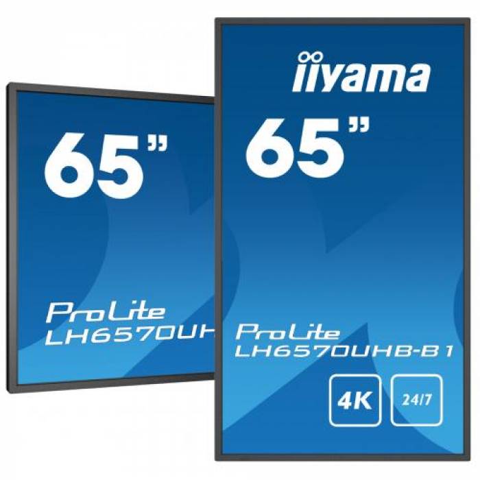 Business TV Iiyama Seria ProLite LH6570UHB-B1, 65inch, 3840x2160pixeli, Black