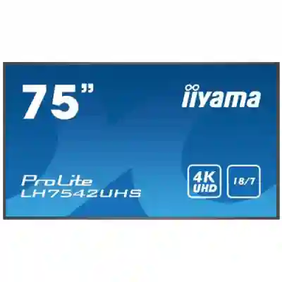 Business TV Iiyama Seria ProLite LH7542UHS-B3, 75inch, 3840x2160pixeli, Black