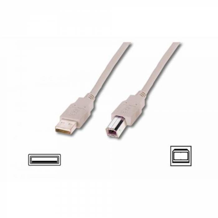 Cable ASSMANN USB 2.0 Male - USB 2.0 Tip B Male, 1.8m, Beige