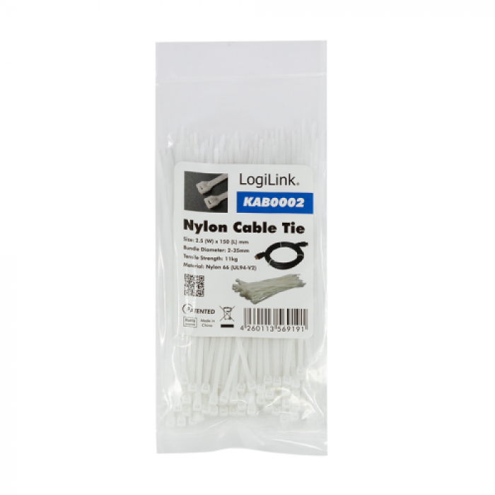 Cable management Logilink KAB0002, Clear, 100 bucati