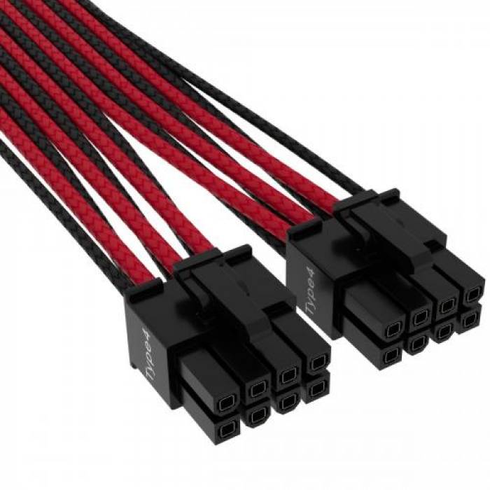 Cablu alimentare Corsair CP-8920334, 0.65m, Black-Red