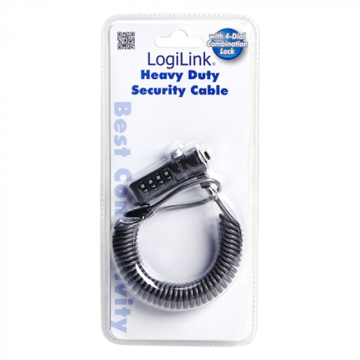 Cablu Anti-furt LogiLink cu cifru pentru laptop, Black