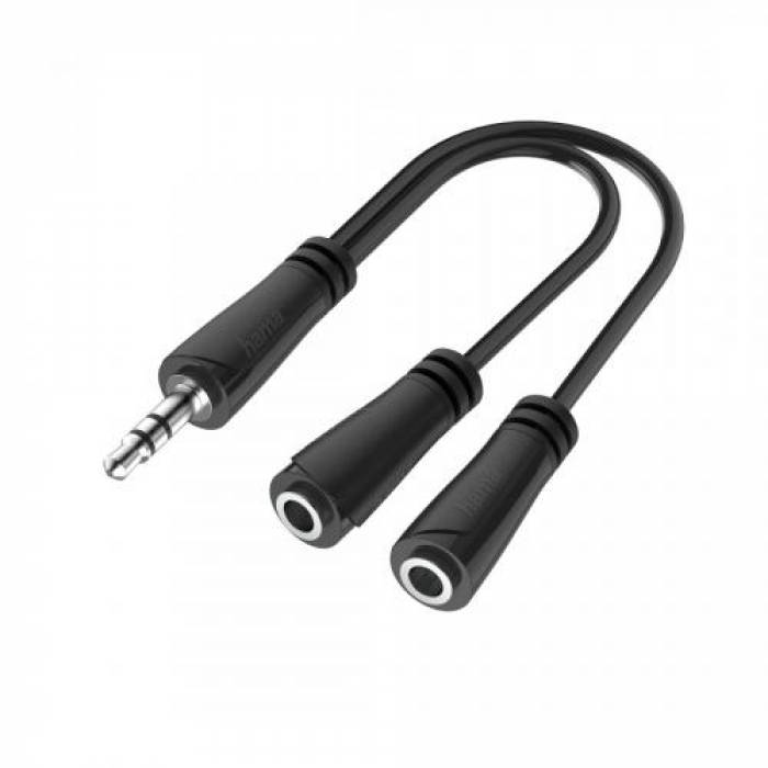 Cablu audio Hama Splitter, 3.5mm jack - 3.5mm jack, 0.15m, Black Cablu audio Hama Splitter, 3.5mm jack - 3.5mm jack, 0.15m, Black