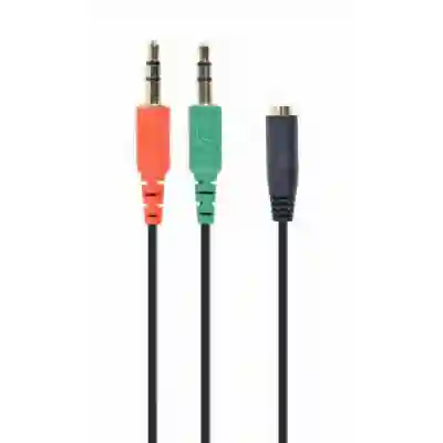 Cablu audio Startech CCA-418, 2x 3.5 mm jack male - 1x 3.5mm jack female, 0.2m, Black