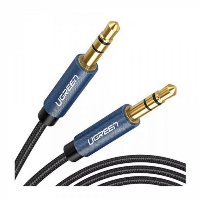 Cablu audio Ugreen AV112, 3.5mm jack - 3.5mm jack, 1m, Black-Blue