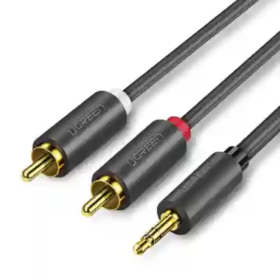 Cablu audio Ugreen AV116, 3.5mm jack male - 2x RCA male, 3m, Black