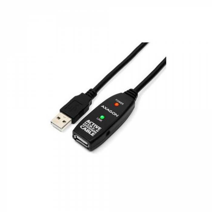 Cablu Axagon ADR-210, USB - USB + 3.5mm jack, 10m, Black