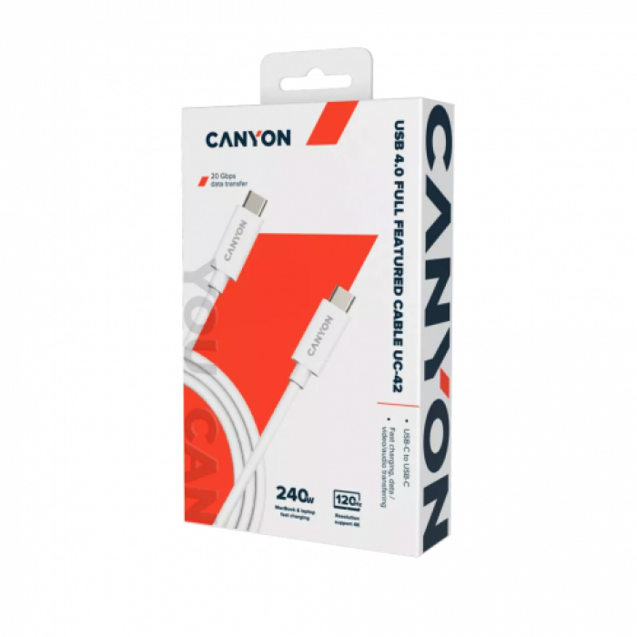 Cablu Canyon CNS-USBC42W, USB-C - USB-C, 2m, Black