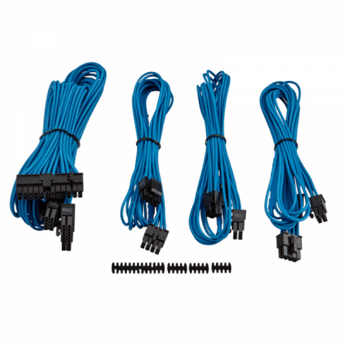 Cablu componente Corsair Professional Individually Sleeved PSU Cable Kit Starter Package, Type 4 (Generation 3), Blue