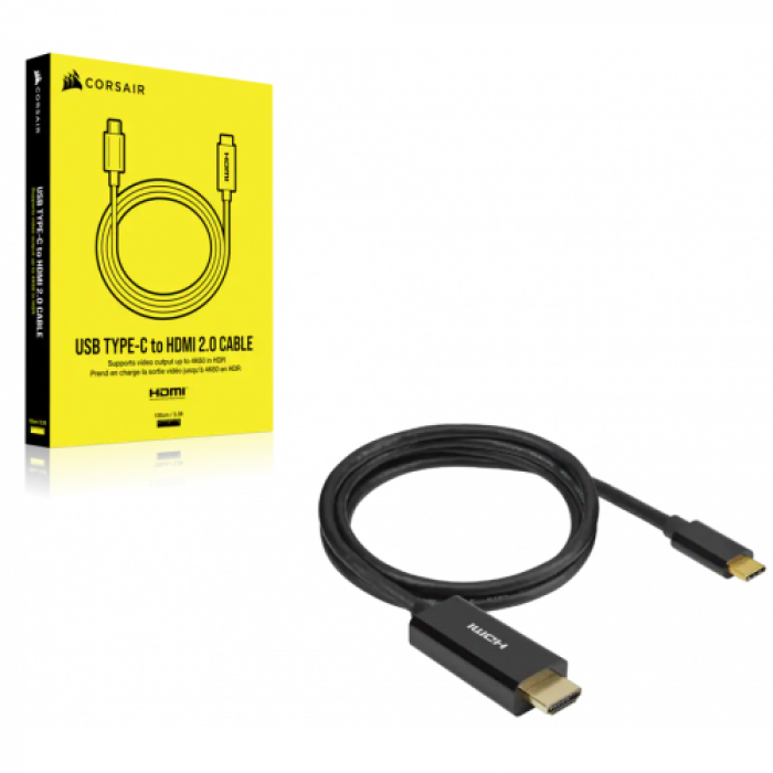 Cablu Corsair CU-9000004-WW, USB-C - HDMI, 1m, Black