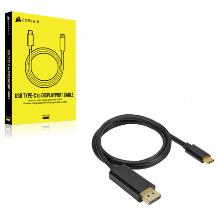 Cablu Corsair CU-9000005-WW, USB-C - DisplayPort, 1m, Black