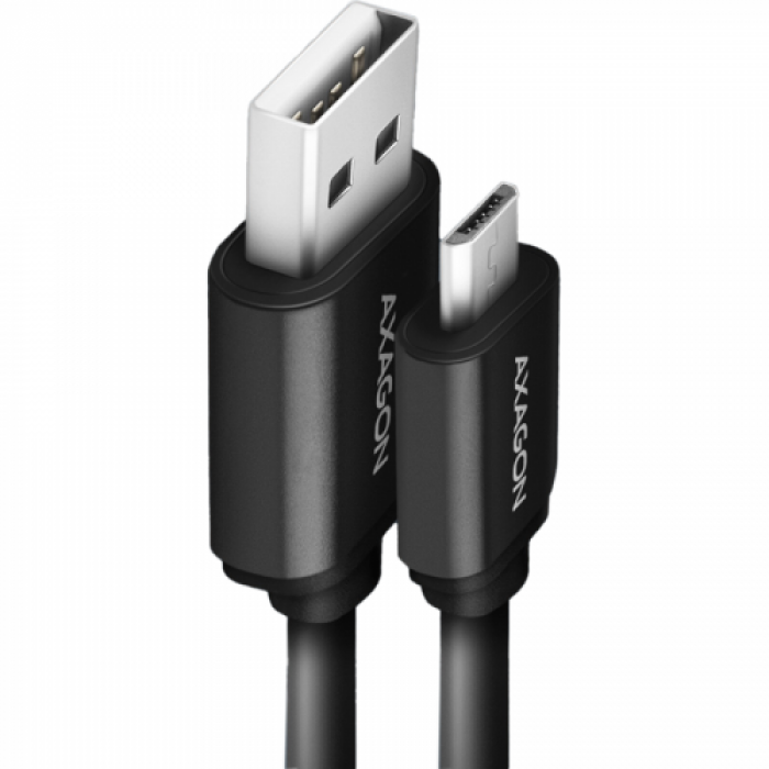 Cablu de date Axagon Twister, MIcro USB - USB Tip A, 0.6m, Black