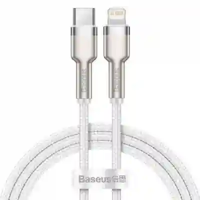 Cablu de date Baseus Cafule Metal CATLJK-A01 USB-C - Lightning, 1m, White