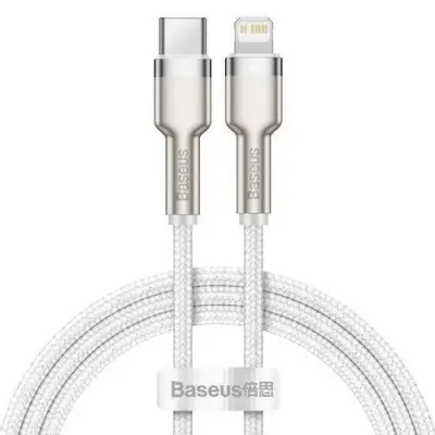 Cablu de date Baseus Cafule Metal CATLJK-A01 USB-C - Lightning, 1m, White