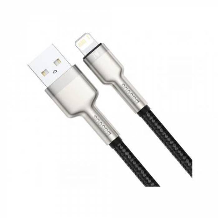 Cablu de date Baseus Cafule Metal, Fast Charging, CALJK-01, USB - Lightning, 0.25m, Black