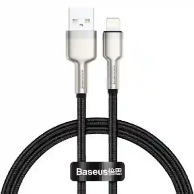 Cablu de date Baseus Cafule Metal, Fast Charging, CALJK-A01, USB - Lightning, 1m, Black