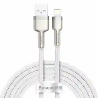 Cablu de date Baseus Cafule Metal, Fast Charging, CALJK-A02, USB - Lightning, 1m, White