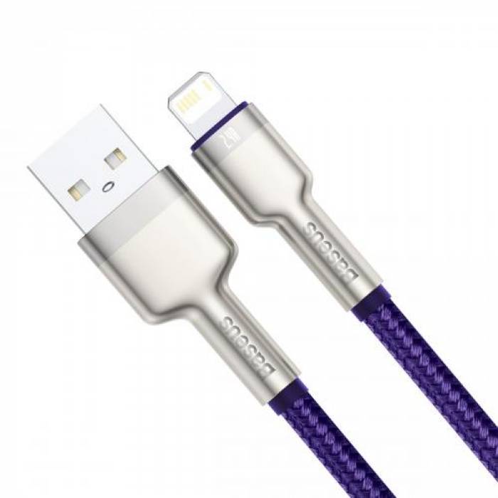 Cablu de date Baseus Cafule Metal, Fast Charging, CALJK-A05, USB - Lightning, 1m, Purple