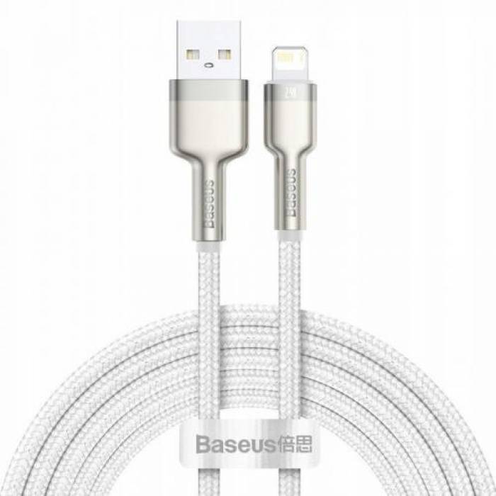 Cablu de date Baseus Cafule Metal, Fast Charging, CALJK-B02, USB - Lightning, 2m, White