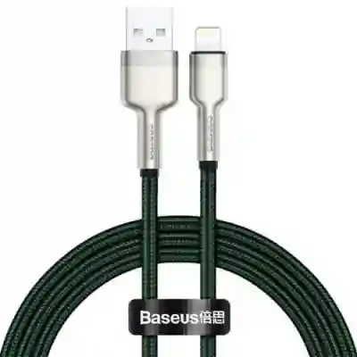 Cablu de date Baseus Cafule Metal, Fast Charging, CALJK-B06, USB - Lightning, 2m, Green