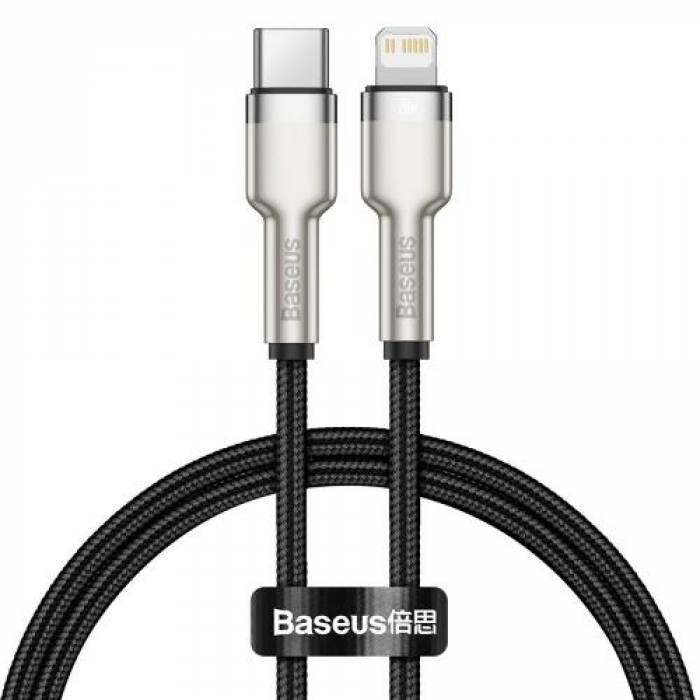 Cablu de date Baseus Cafule Metal, Fast Charging,CATLJK-01, USB-C - Lightning, 0.25m, Black