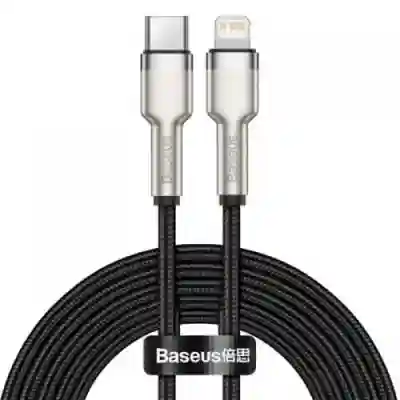 Cablu de date Baseus Cafule Metal, Fast Charging, CATLJK-B01, USB-C - Lightning, 2m, Black